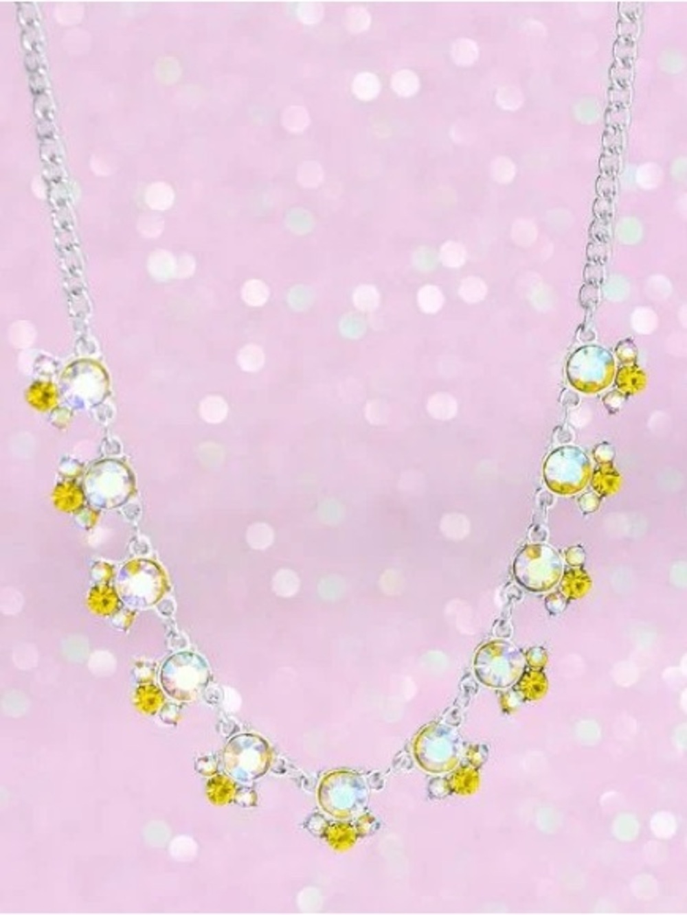 paparazzi Iridescent & Yellow Floral Sparkle Necklace